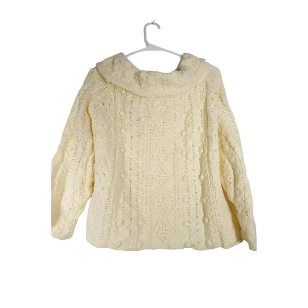 Tuckernuck Women's Buttercream Cable Knit Cowl Neck Pullover Sweater M 2006-23 - Picture 8 of 9